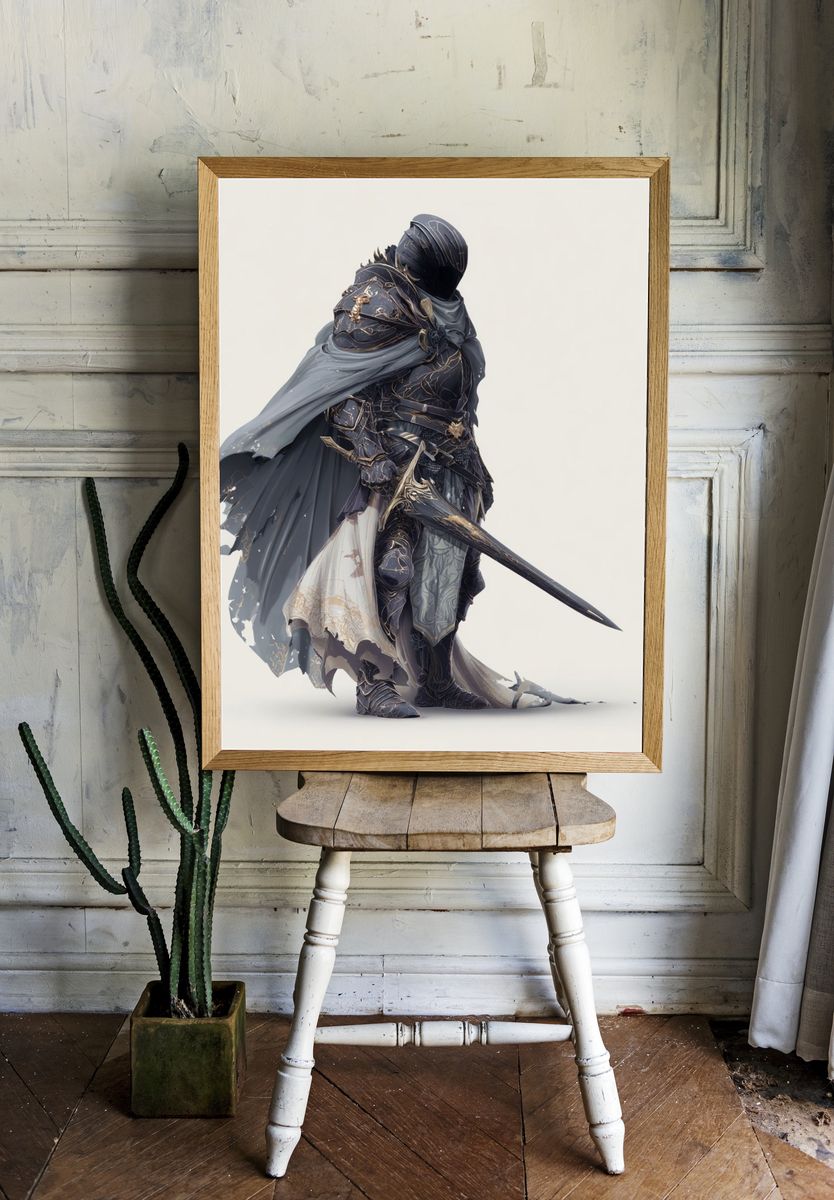 Armored Knight Fantasy Print room preview