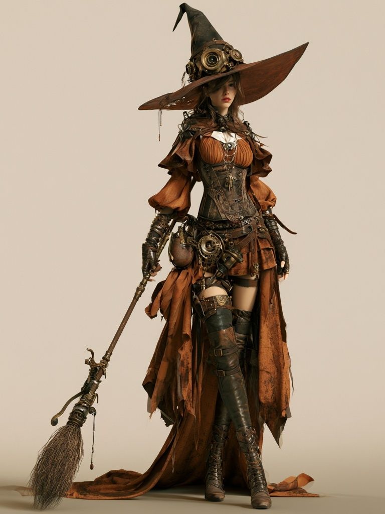 Steampunk Witch Portrait Print. poster — illustration art