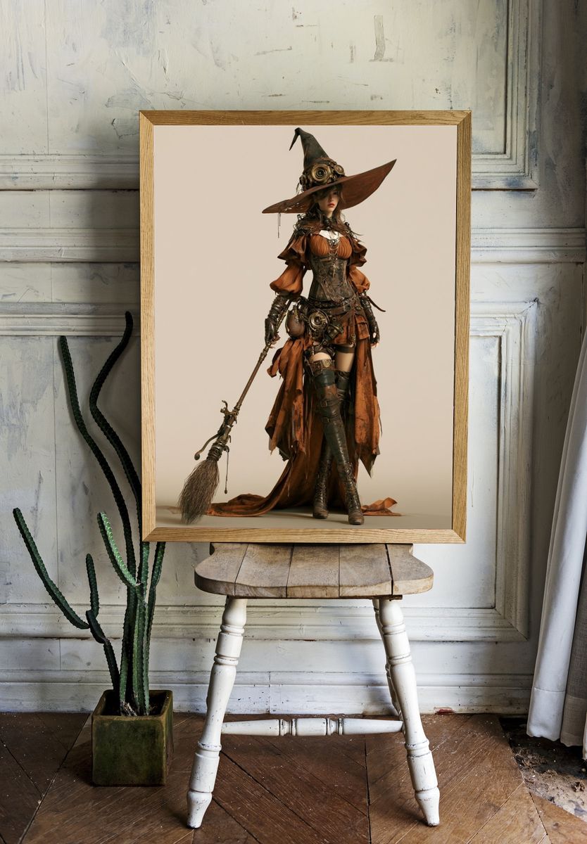 Steampunk Witch Portrait Print. — room view 1