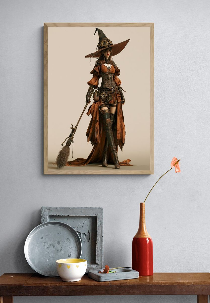 Steampunk Witch Portrait Print. — room view 3