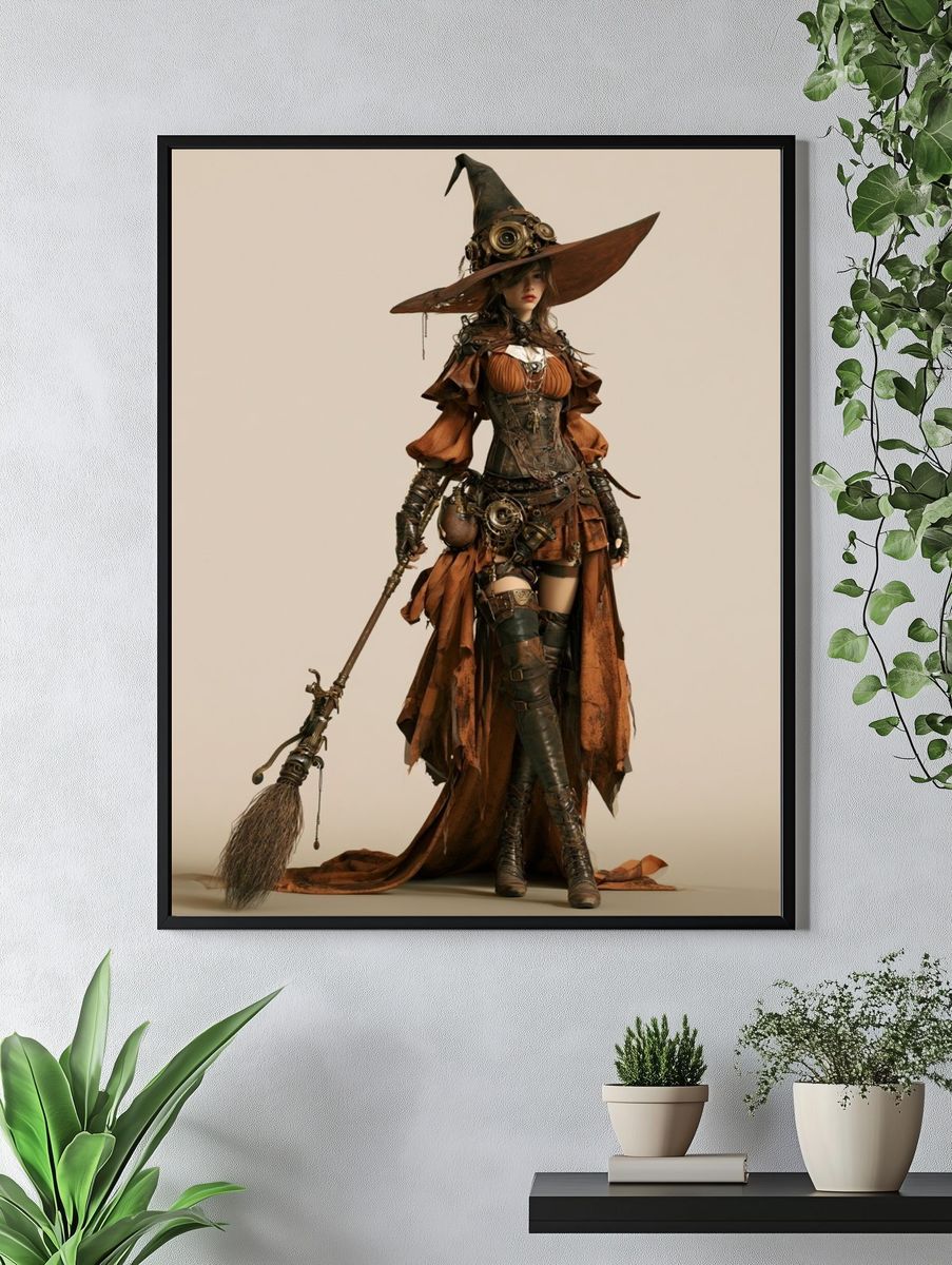 Steampunk Witch Portrait Print. — room view 4