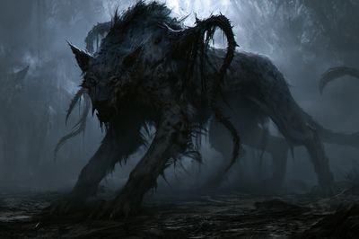 Shadow Wolf Creature Illustration Poster.