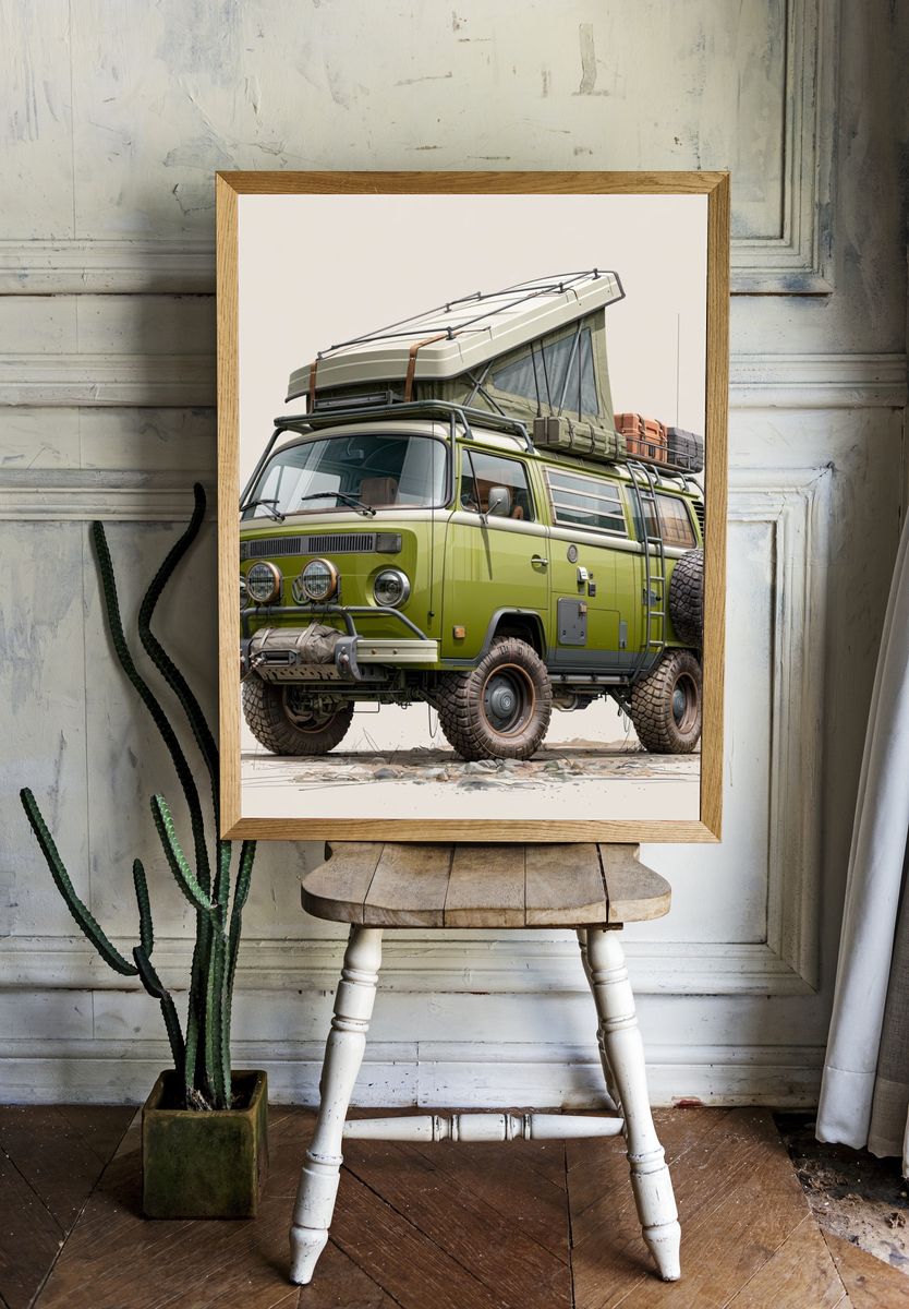 Off-Road Camper Van Illustration Poster. room preview