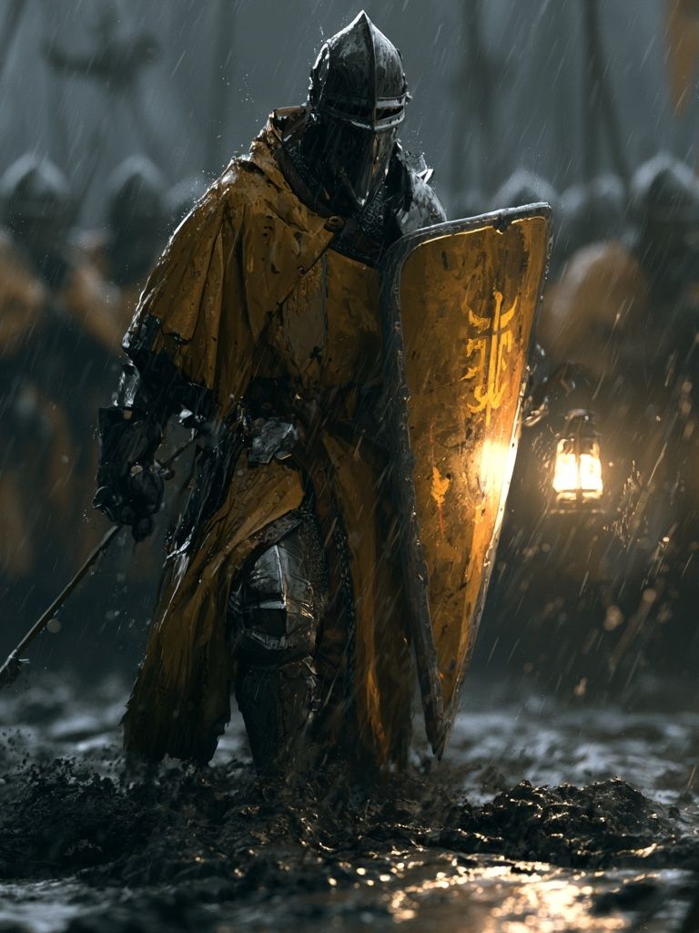 Rainy Knight Fantasy Illustration Poster. poster detail