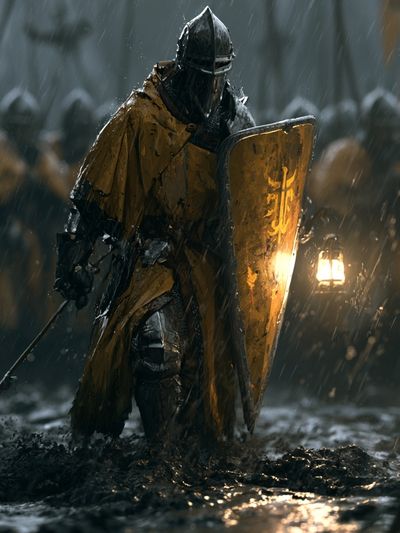 Rainy Knight Fantasy Illustration Poster. poster