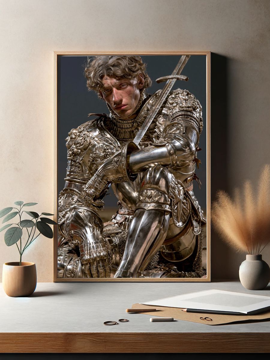 Armored Knight Portrait Print. — room view 2