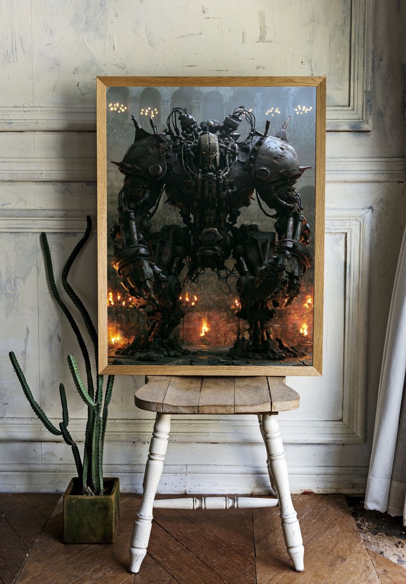 Armored Mech Warrior Sci-Fi Poster. — room view 1