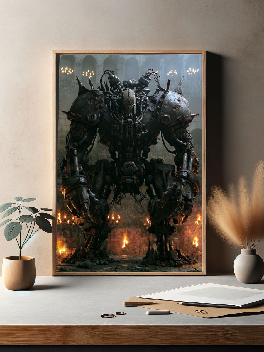 Armored Mech Warrior Sci-Fi Poster. — room view 2