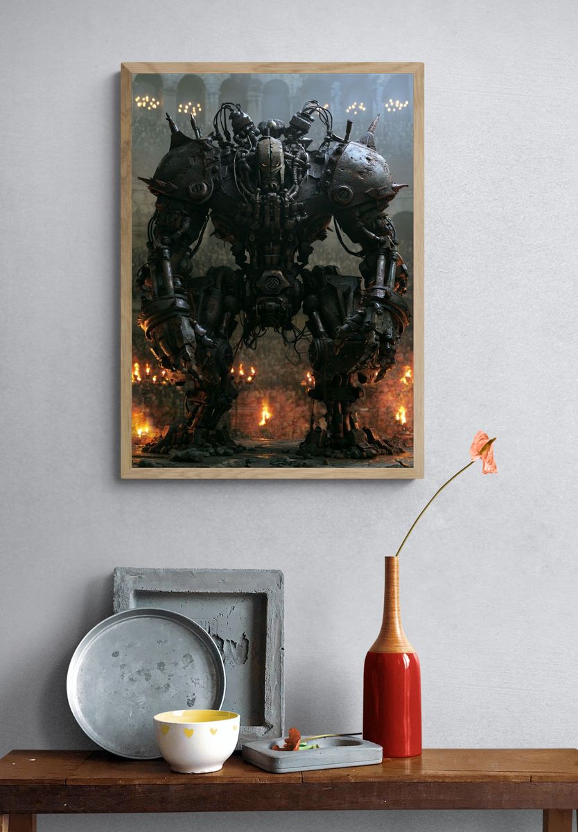 Armored Mech Warrior Sci-Fi Poster. — room view 3