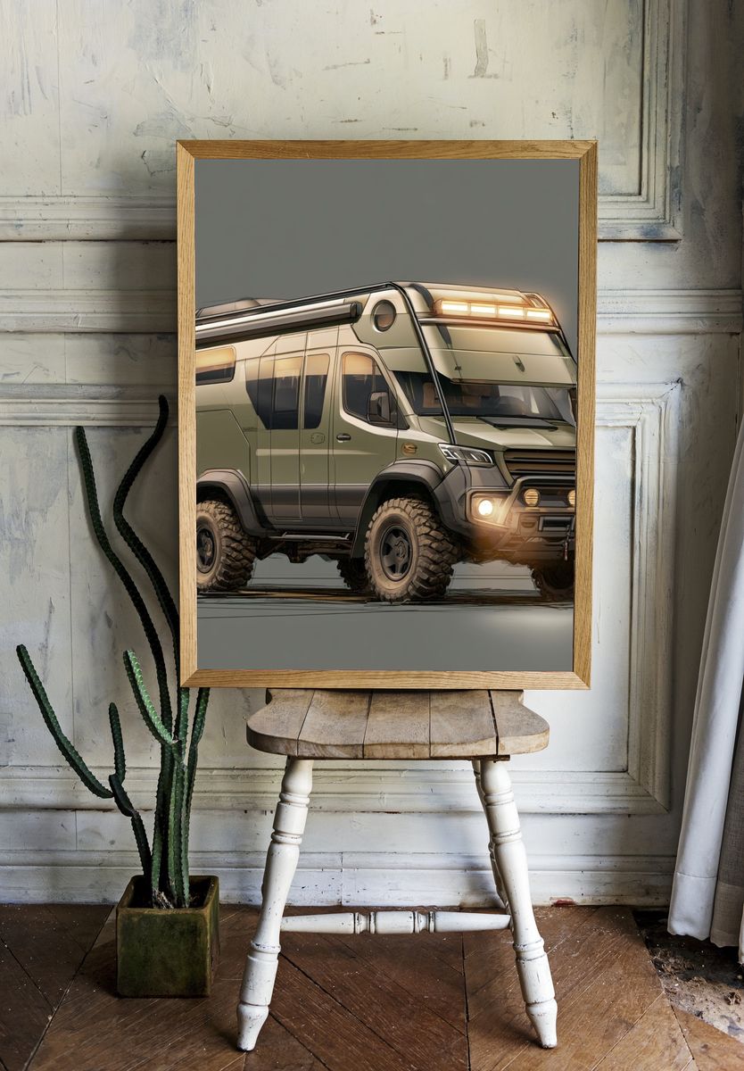 Off-Road Camper Van Illustration Poster. room preview