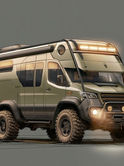 Off-Road Camper Van Illustration Poster. poster print