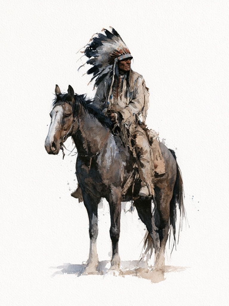 Native American Horse Watercolor Poster. poster detail