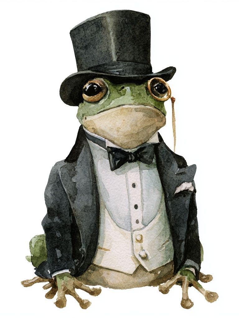 Gentleman Frog Watercolor Poster. poster — illustration art