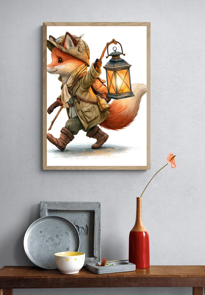 Adventurer Fox Illustration Poster. — room view 3