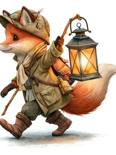 Adventurer Fox Illustration Poster. poster