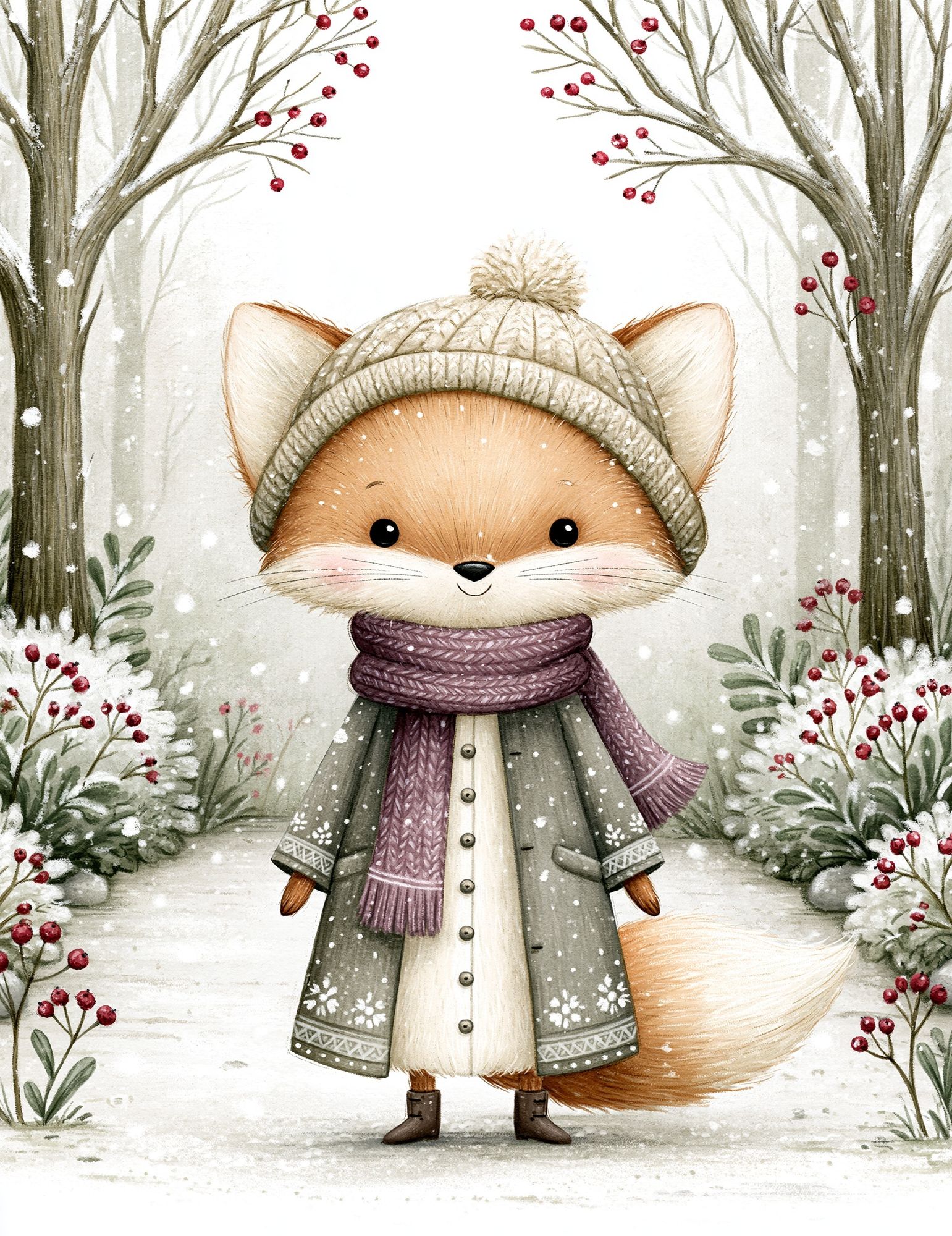 Winter Fox Illustration Poster. poster detail
