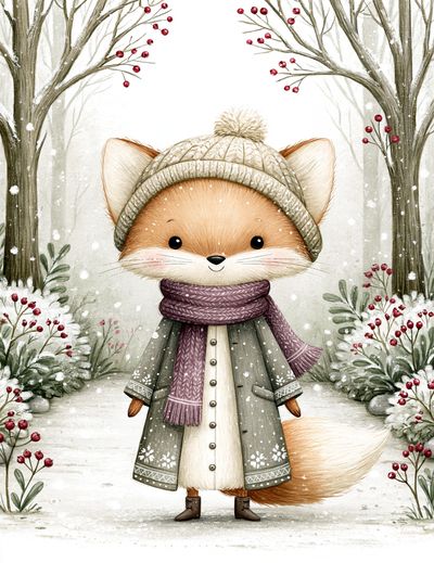 Winter Fox Illustration Poster. poster