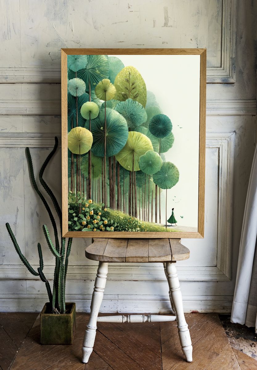 Whimsical Forest Walk — Illustration Print. — room view 1