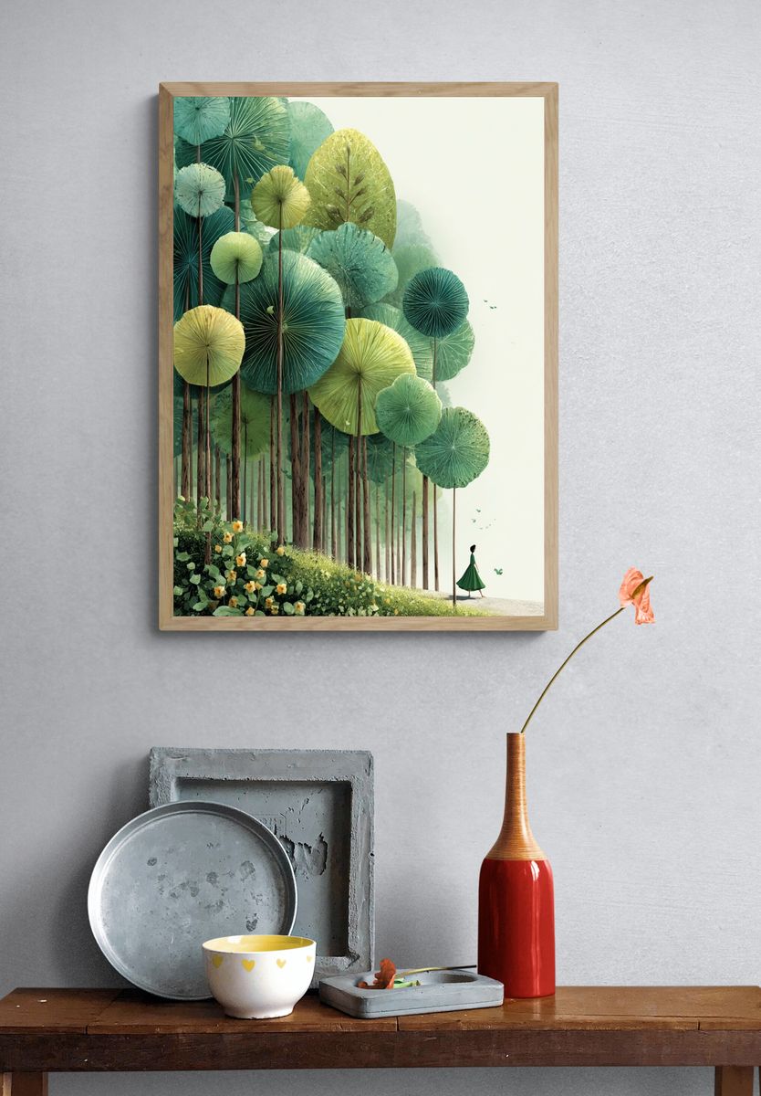 Whimsical Forest Walk — Illustration Print. — room view 3