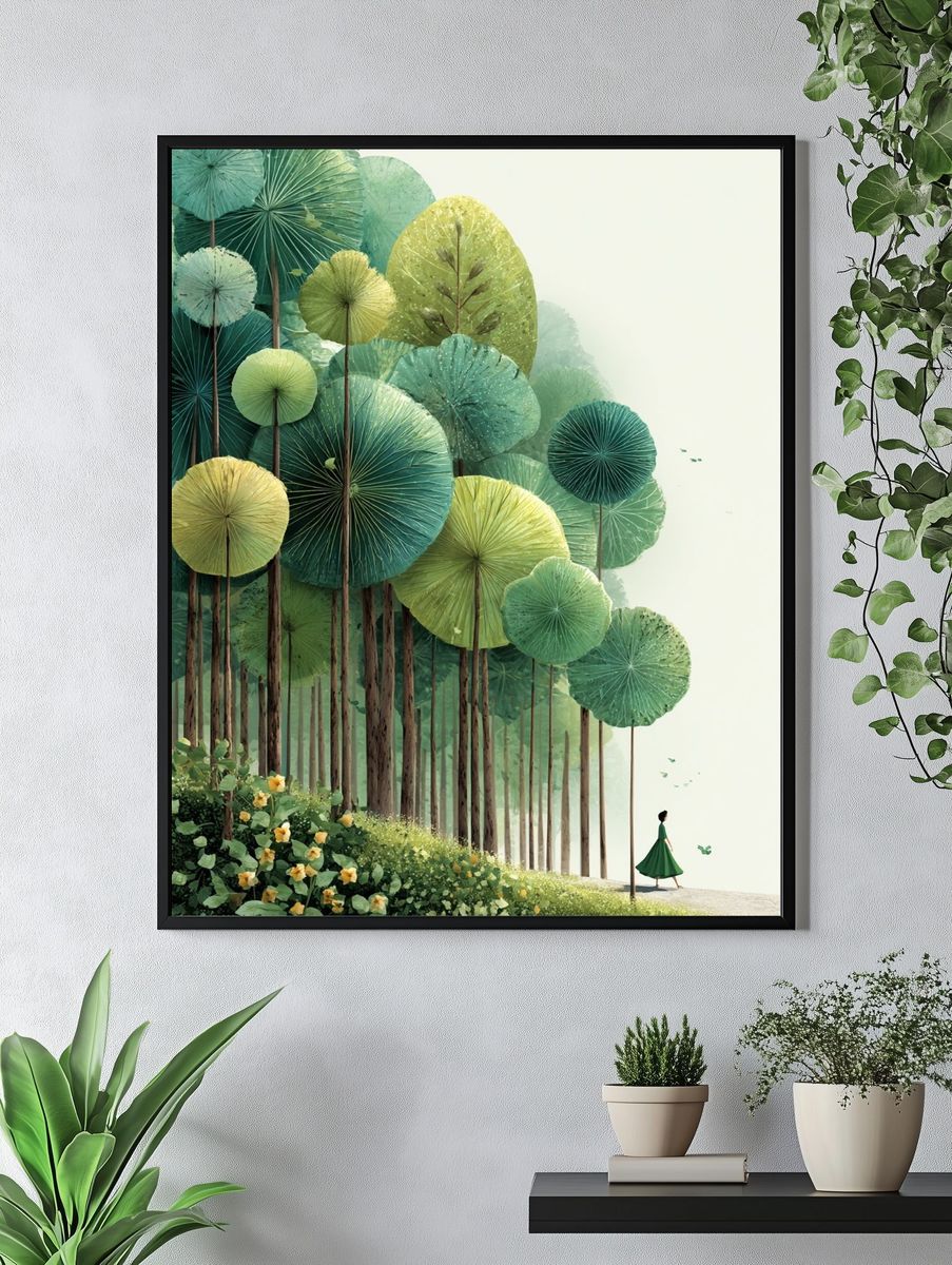 Whimsical Forest Walk — Illustration Print. — room view 4