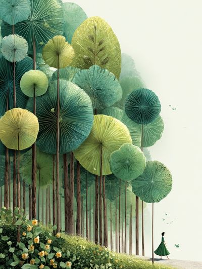 Whimsical Forest Walk — Illustration Print. poster print