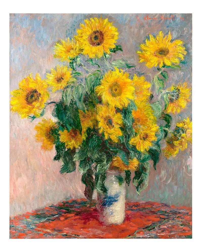 Claude Monet sunflower poster. famous. poster detail