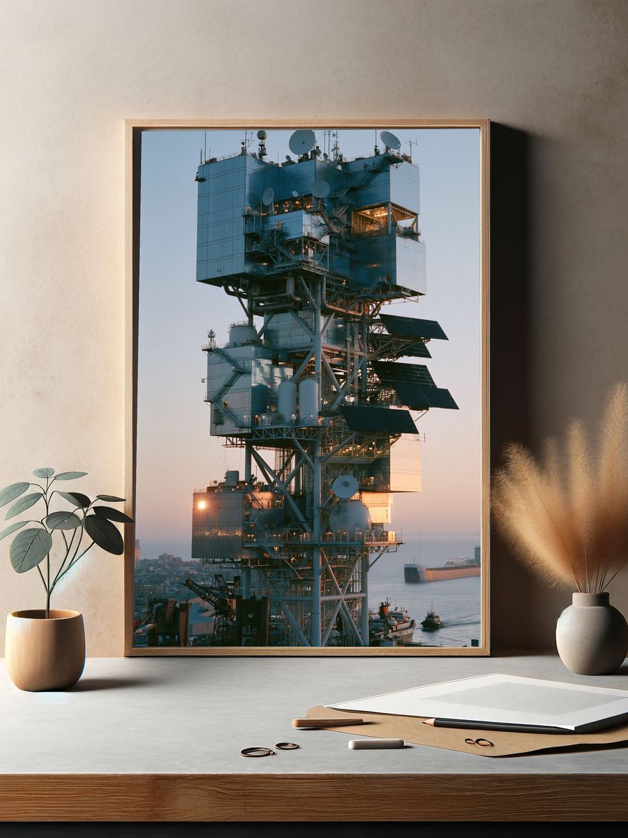 Industrial Sea Platform Photography Poster. — room view 2