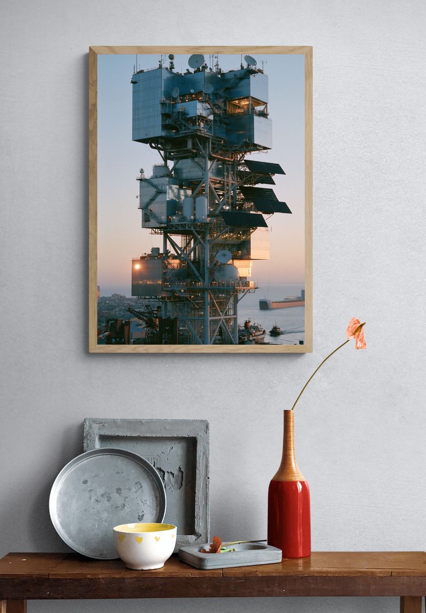 Industrial Sea Platform Photography Poster. — room view 3