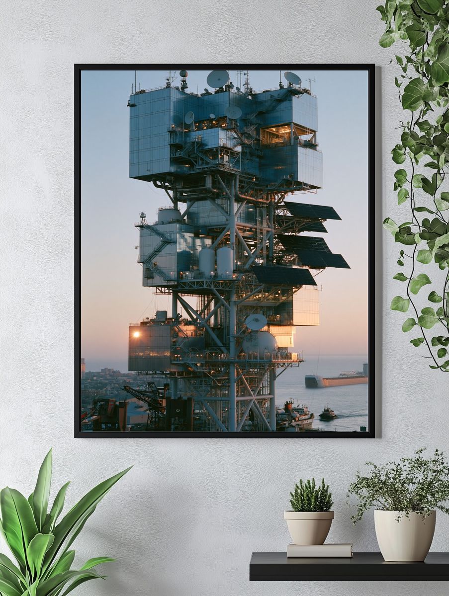 Industrial Sea Platform Photography Poster. — room view 4