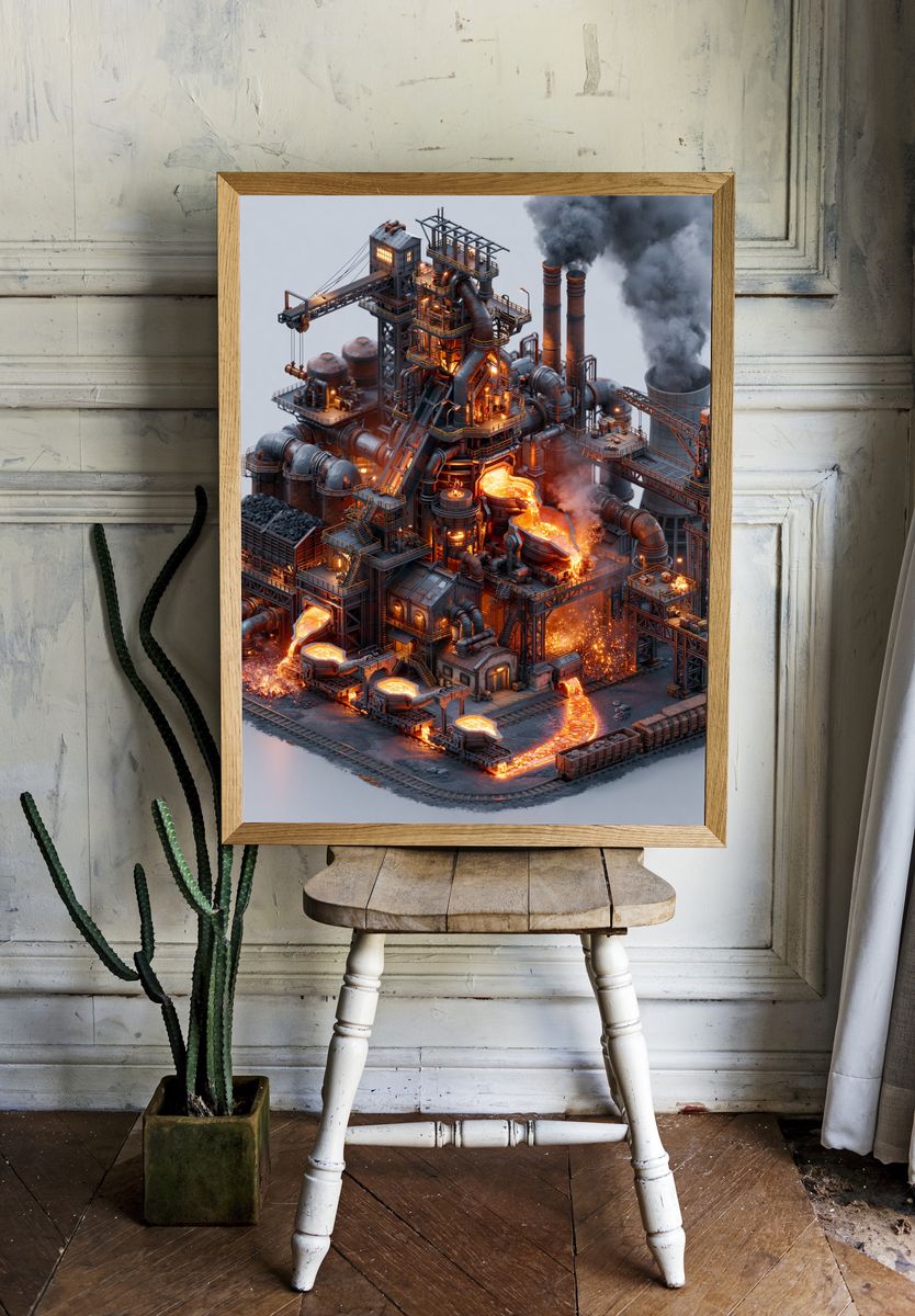 Industrial Steelworks Digital Art Poster. room preview