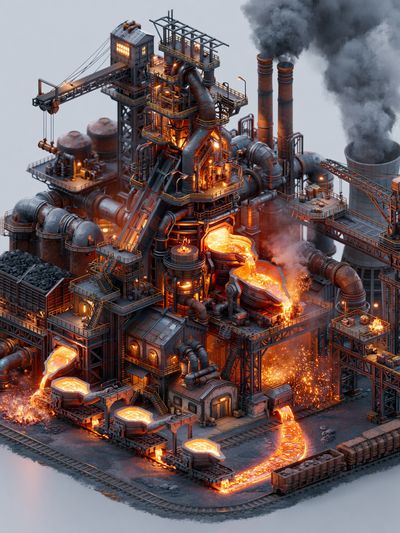 Industrial Steelworks Digital Art Poster. poster