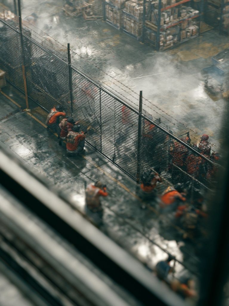 Industrial Yard Scene Photography Poster. poster detail