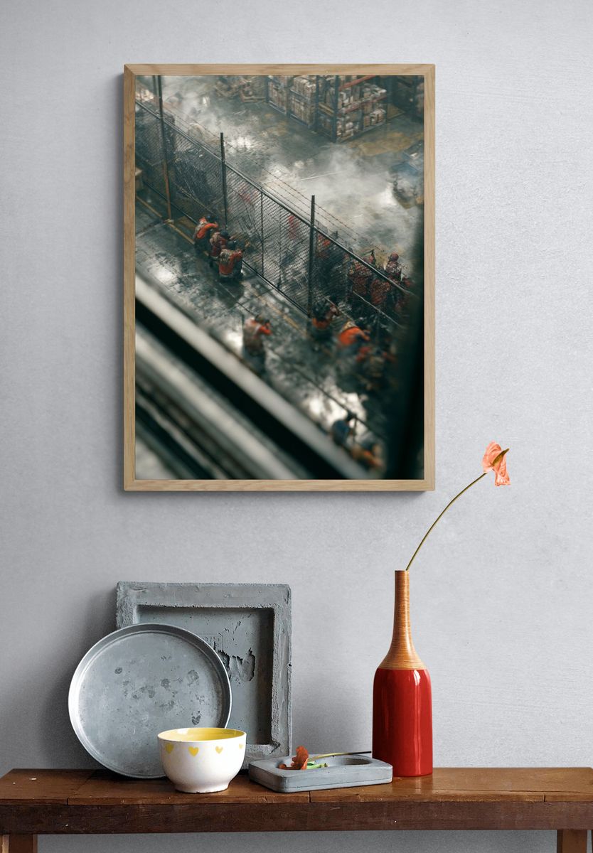 Industrial Yard Scene Photography Poster. — room view 3