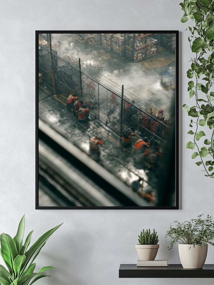 Industrial Yard Scene Photography Poster. — room view 4