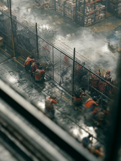 Industrial Yard Scene Photography Poster. poster
