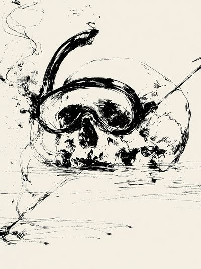 Snorkel Skull Ink Poster. poster