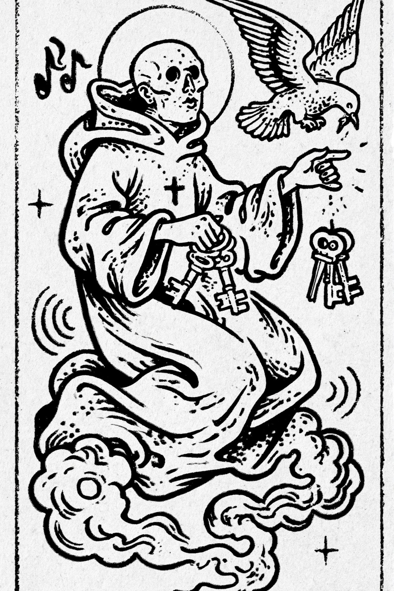 Saint with Keys Ink Poster. poster detail