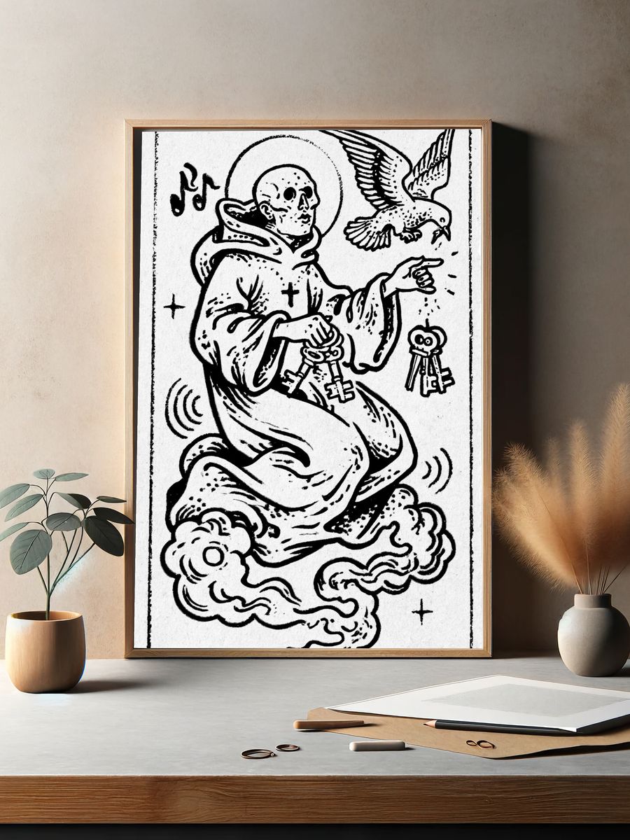 Saint with Keys Ink Poster. — room view 2