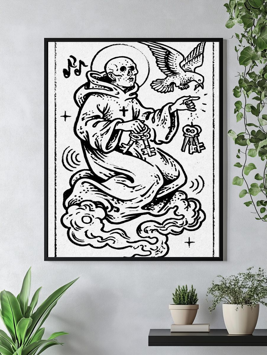 Saint with Keys Ink Poster. — room view 4