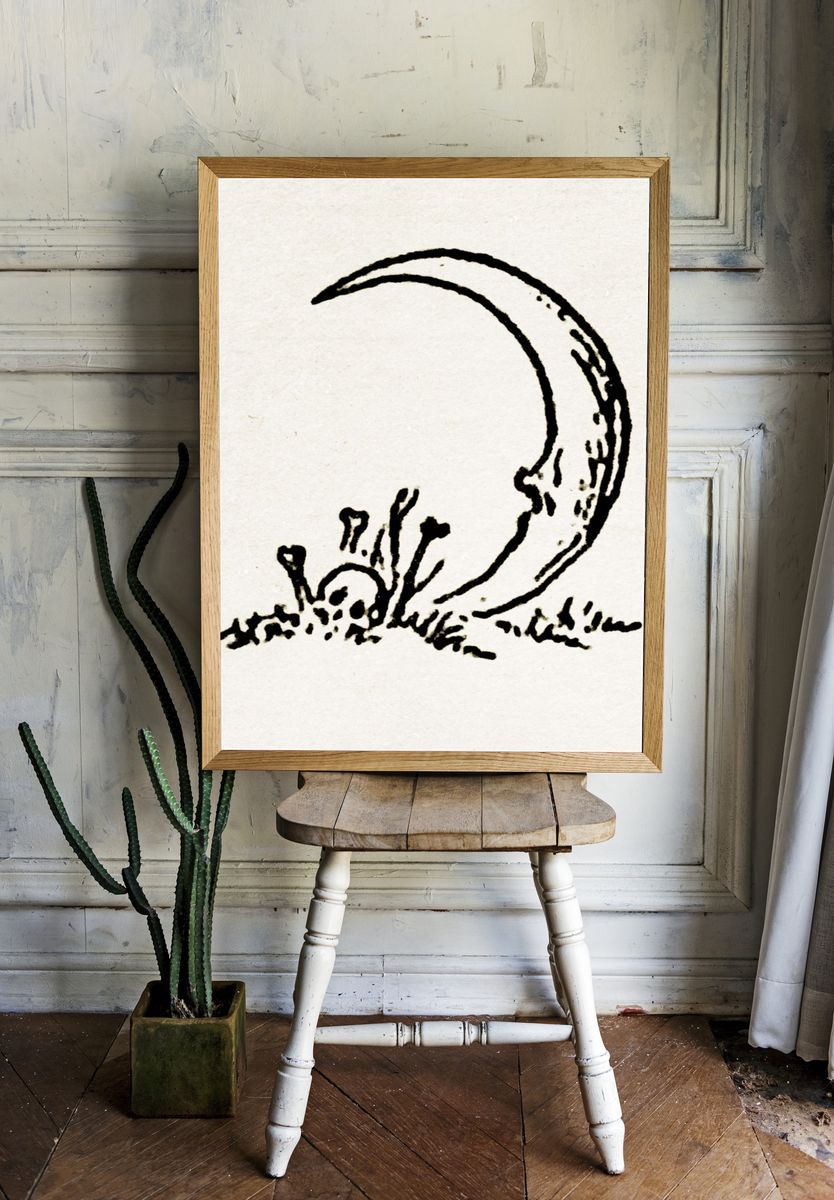 Moonrise Ink Illustration Poster. — room view 1