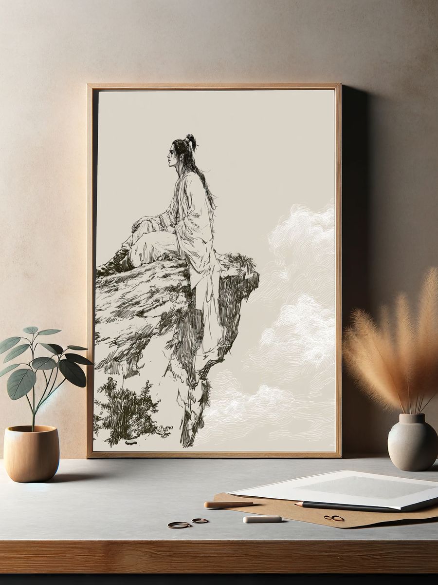 Ink Cliff Seer Illustration Poster. — room view 2