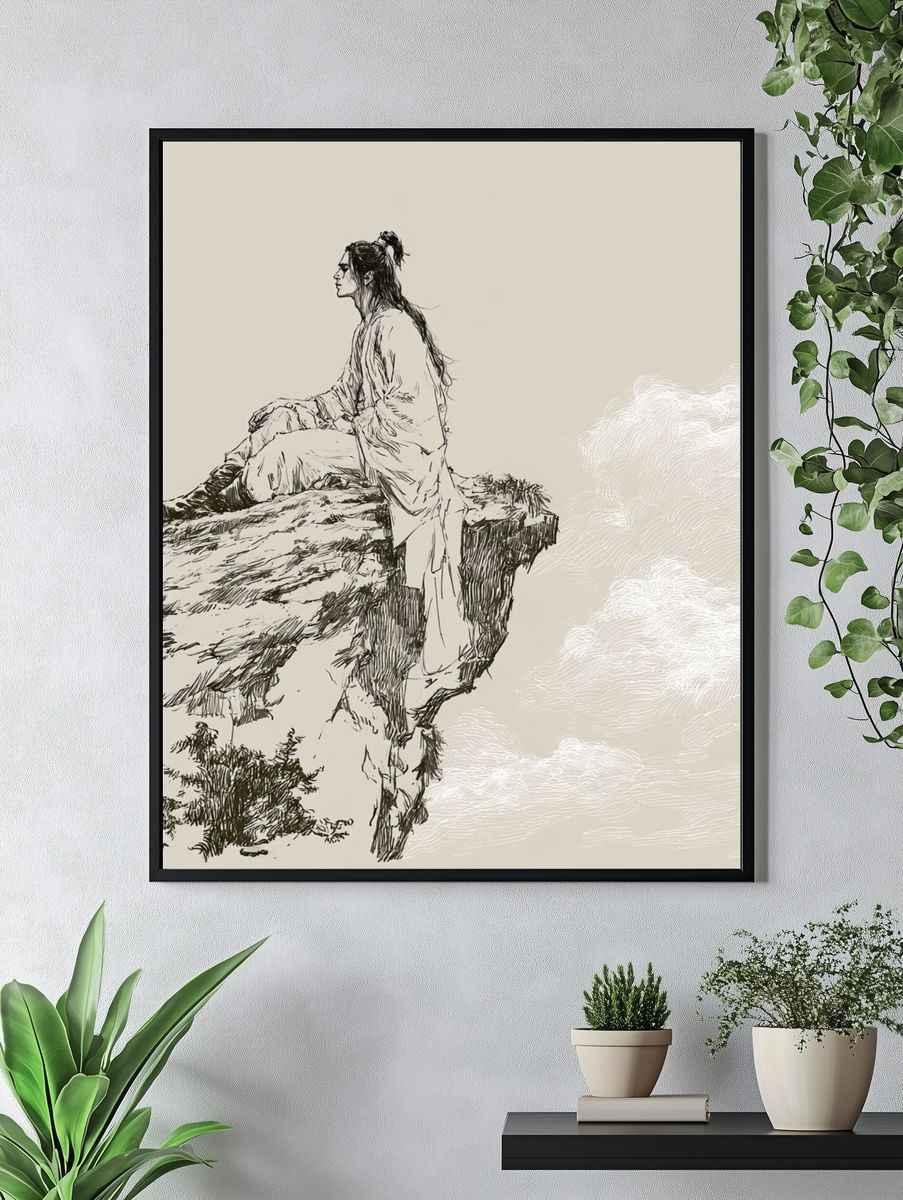 Ink Cliff Seer Illustration Poster. — room view 4