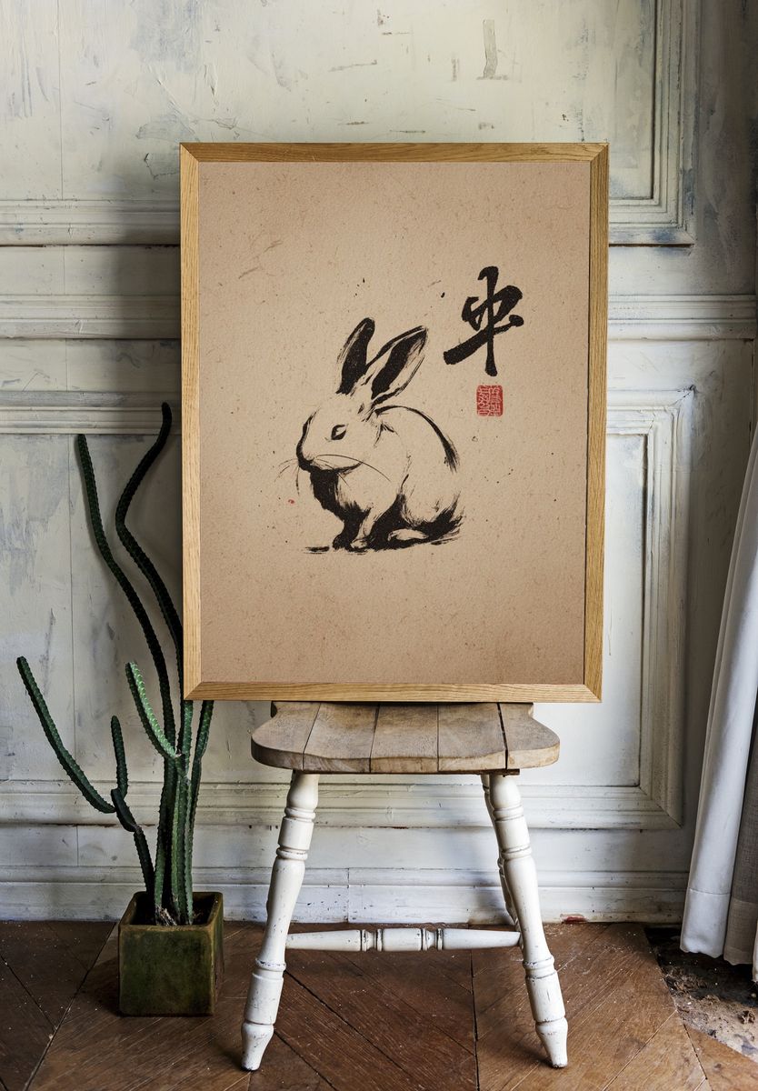 Ink Rabbit Japanese Print. — room view 1