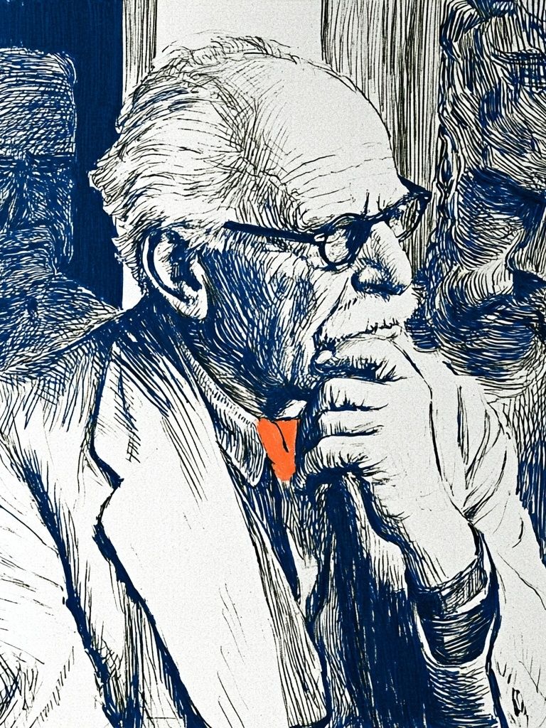 Thinking Man Ink Portrait Poster. poster detail