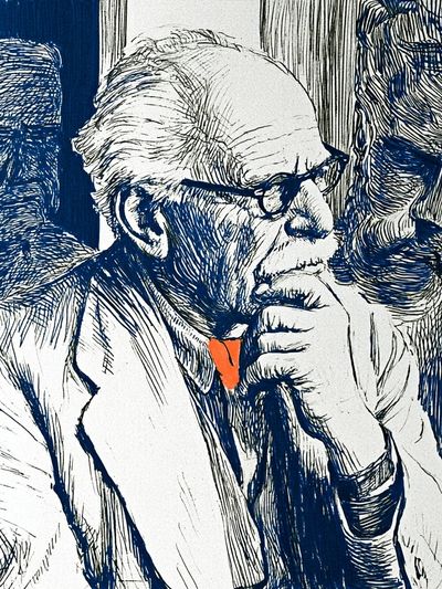 Thinking Man Ink Portrait Poster.