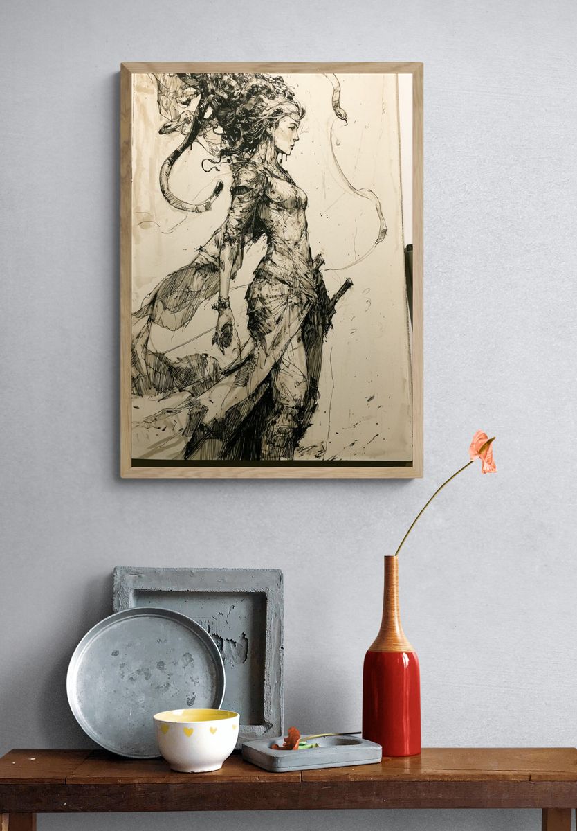 Ink Figure Study Illustration Poster. — room view 3