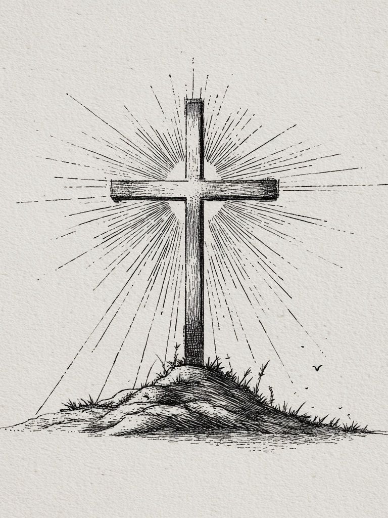 Radiant Cross Ink Print. poster — illustration art