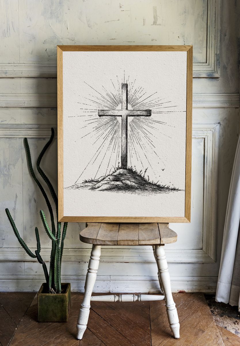 Radiant Cross Ink Print room preview