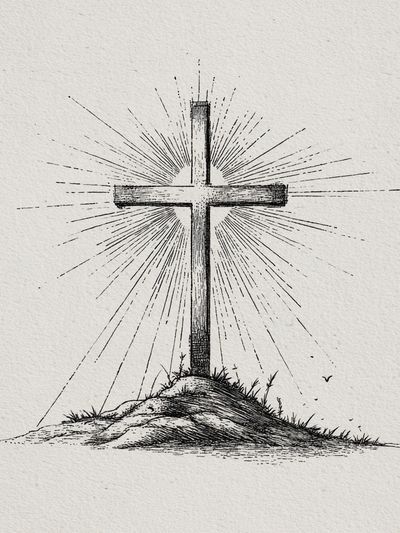 Radiant Cross Ink Print. poster print