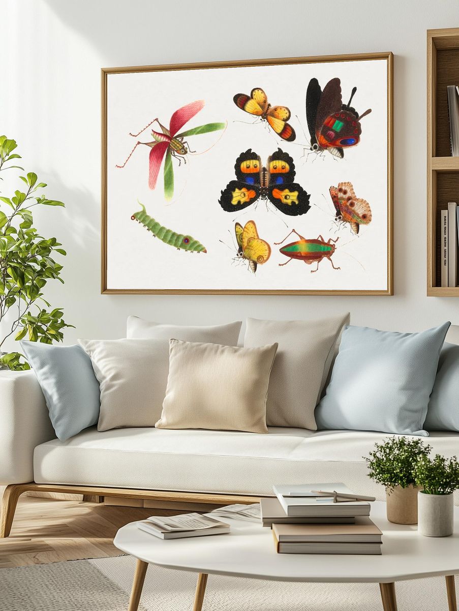 Colorful Insects Illustration Poster. — room view 2
